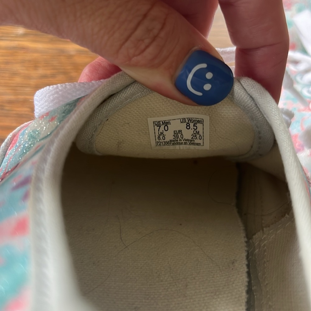 NWOT Vans Authentic Mermaid Ice Flow Glitter Low Top White Skate Shoes Size 8.5 - Picture 7 of 10